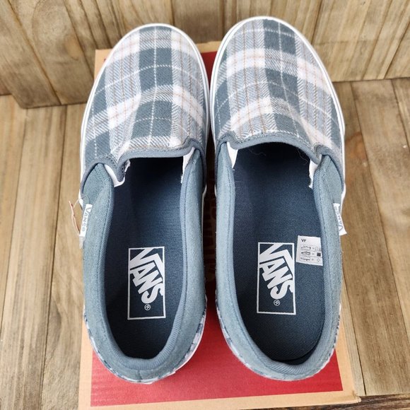Womens Vans Asher Platform Plaid Grey Athletic Sneakers Shoes - Picture 6 of 7